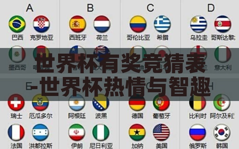 世界杯有奖竞猜表-点燃激情，冲刺大赛——世界杯有奖竞猜表的使用乐趣与智慧，燃烧激情，冲刺胜利——世界杯有奖竞猜表的重趣与计算智慧