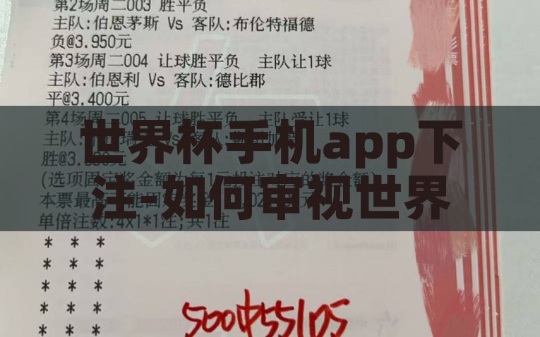 世界杯手机app下注-如何审视世界杯手机APP下注平台的选择与风险