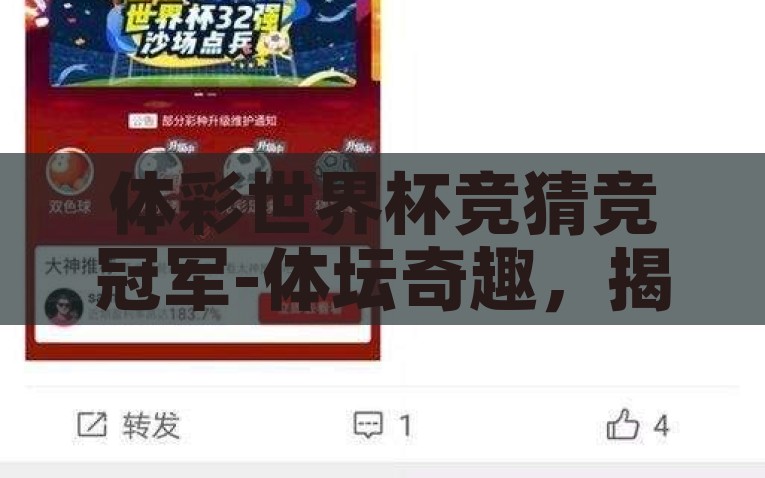 体彩世界杯竞猜竞冠军-体坛奇趣，揭秘体彩世界杯竞猜冠军的魅力与策略，揭秘体彩世界杯竞猜冠军的策略与魅力