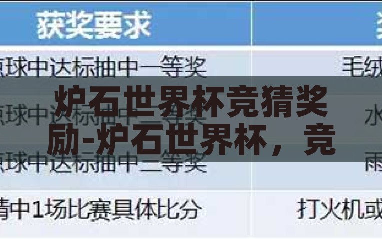 炉石世界杯竞猜奖励-炉石世界杯，竞猜的激情与乐趣，炉石世界杯竞猜，激情与乐趣的双重奖励