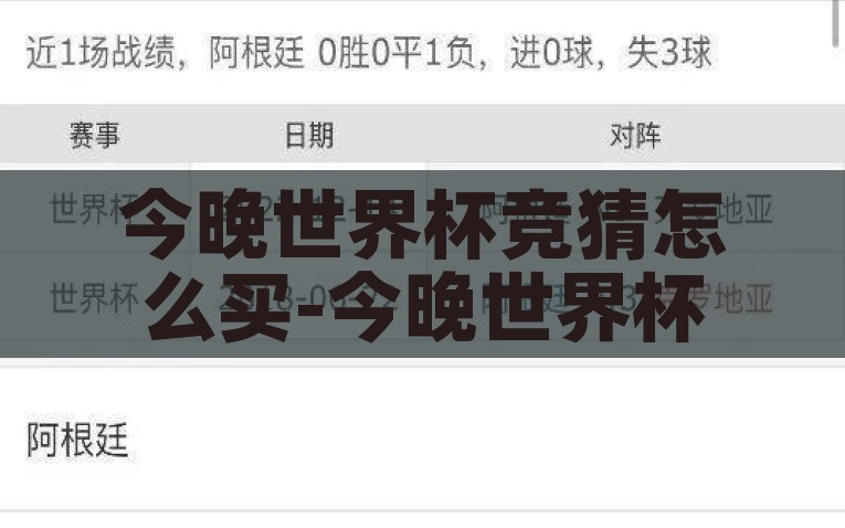 今晚世界杯竞猜怎么买-今晚世界杯，明智投注不迷茫，足球竞猜的智慧指南，智慧指南，解读世界杯竞猜，明智投注指南